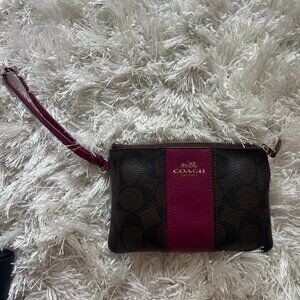 Brown & Plum Purple Coach wristlet wallet